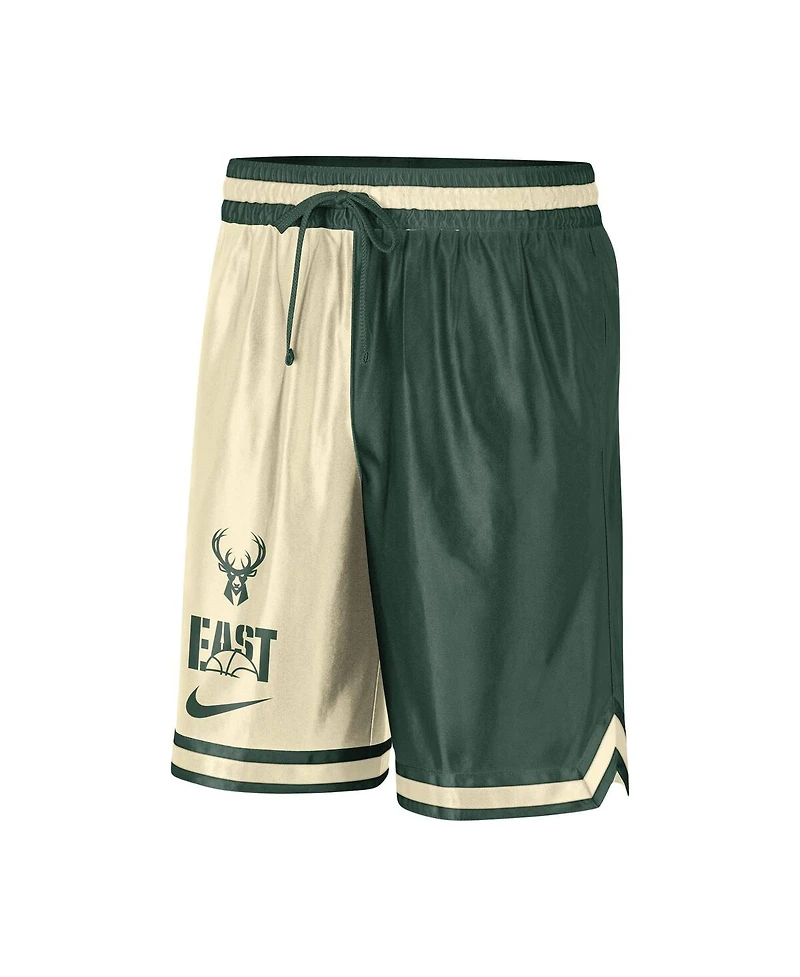 Men's Nike Hunter Green, Cream Milwaukee Bucks Courtside Versus Force Split Dna Performance Shorts