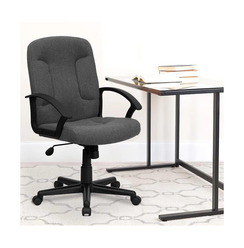 Emma+Oliver Mid-Back Fabric Executive Swivel Office Chair With Nylon Arms
