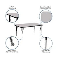 Emma+Oliver 30X72 Rectangle Laminate Adjustable Preschool Activity Table