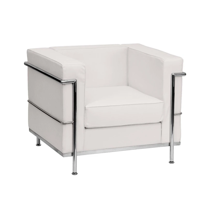 Contemporary Leathersoft Chair With Double Bar Encasing Frame