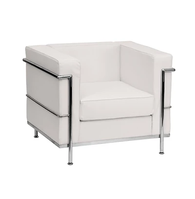 Contemporary Leathersoft Chair With Double Bar Encasing Frame