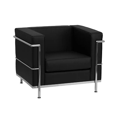 Contemporary Leathersoft Chair With Double Bar Encasing Frame
