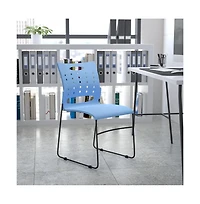 Emma+Oliver Home Office Plastic Accent Sled Base Stack Chair - Air-Vent Back