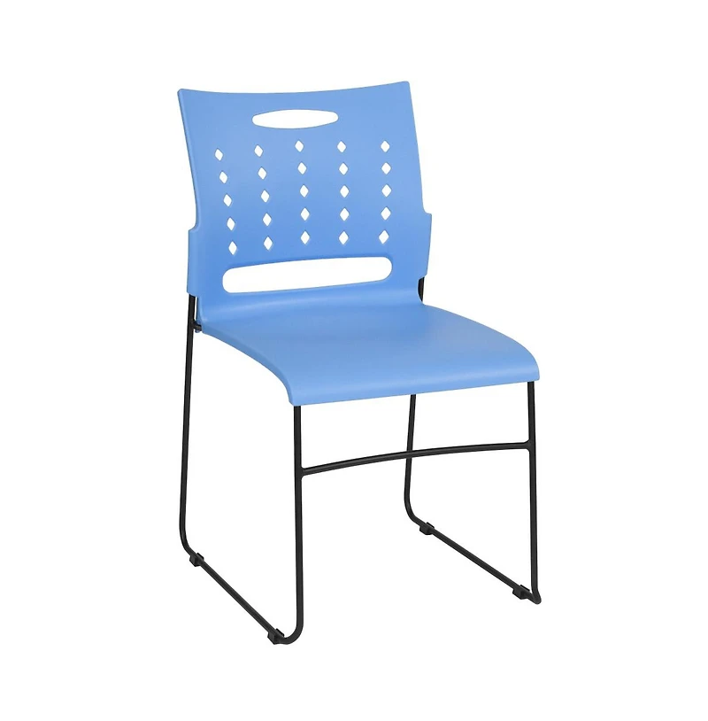 Emma+Oliver Home Office Plastic Accent Sled Base Stack Chair - Air-Vent Back