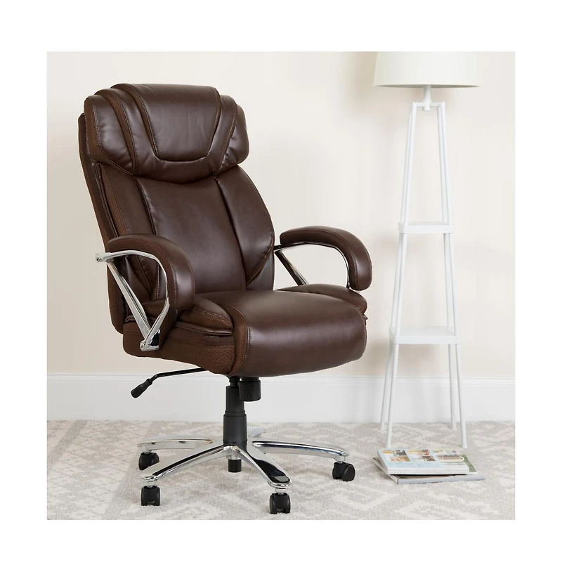Emma+Oliver 500 Lb. Big & Tall Leathersoft Executive Ergonomic Office Chair With Wide Seat