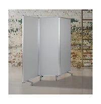 Emma+Oliver Mobile Whiteboard/Cloth 3 Section Partition With Locking Casters, 72"H X 24"W
