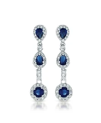 Sterling Silver Clear Cubic Zirconia Linear 3 Prong Dangle Earrings