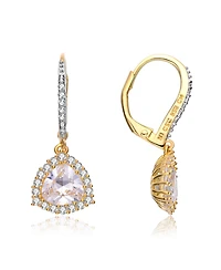 Sterling Silver Clear Cubic Zirconia Short Triangle Drop Earrings