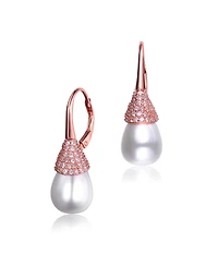 Sterling Silver Cubic Zirconia and Pearl Bulb Earrings