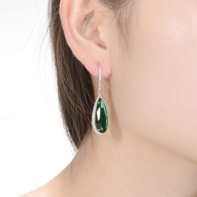Elegant Teardrop Shaped Earrings with A Cubic Zirconia Middle Stone