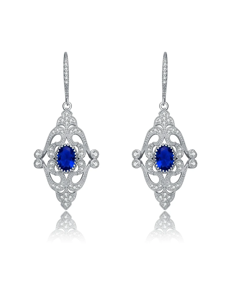 Sterling Silver Oval and Round Cubic Zirconia Adorn Leverback Earrings