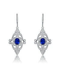 Sterling Silver Oval and Round Cubic Zirconia Adorn Leverback Earrings