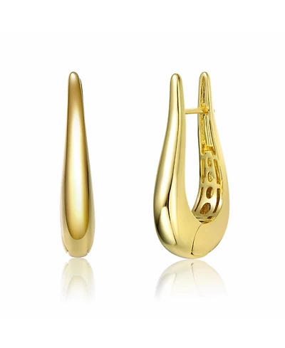 35MM 14k Yellow Gold Plated Oblong Oval Raindrop Hoop Earrings