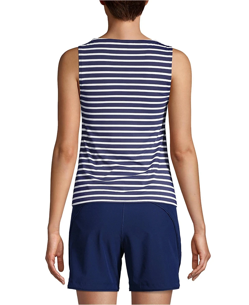 Lands' End Women's D-Cup Chlorine Resistant High Neck Upf 50 Modest Tankini Swimsuit Top