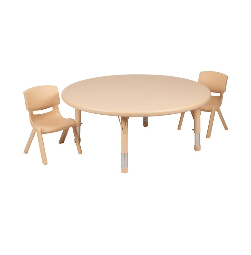 Emma+Oliver 45" Round Plastic Height Adjustable Activity Table Set With Chairs