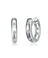Cz Sterling Silver Cubic Zirconia Mini Hoop Earrings