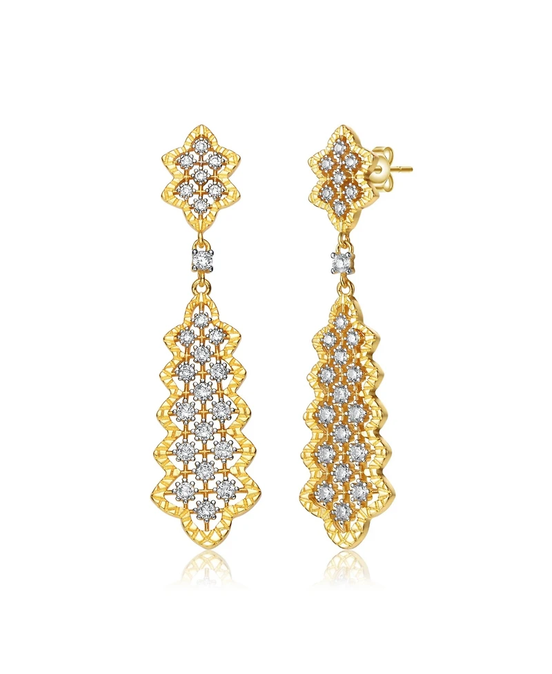 14K Gold Plated Cubic Zirconia Dangle Earrings