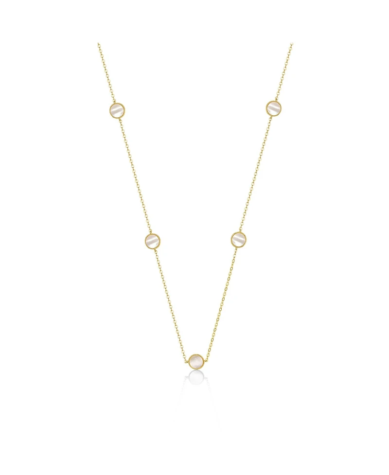 14k Gold Plated with Cubic Zirconia Halo Mariner Link Station chain Necklace