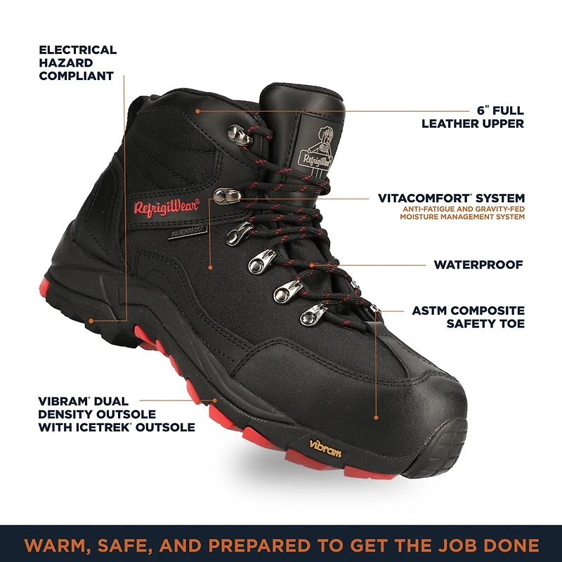RefrigiWear Men's Men s Black Widow Boot - Waterproof, Anti-Slip, and Insulated for Extreme Cold