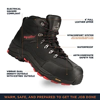 RefrigiWear Men's Men s Black Widow Boot - Waterproof, Anti-Slip, and Insulated for Extreme Cold