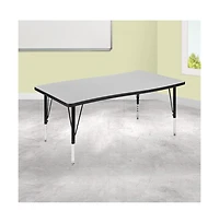 Emma+Oliver 28"W X 47.5"L Rectangle Wave Flexible Collaborative Kids Adjustable Activity Table