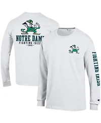 Men's Champion White Notre Dame Fighting Irish Team Stack 3-Hit Long Sleeve T-shirt