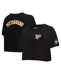 Women's Pro Standard Black Pittsburgh Penguins Classic Boxy Cropped T-shirt