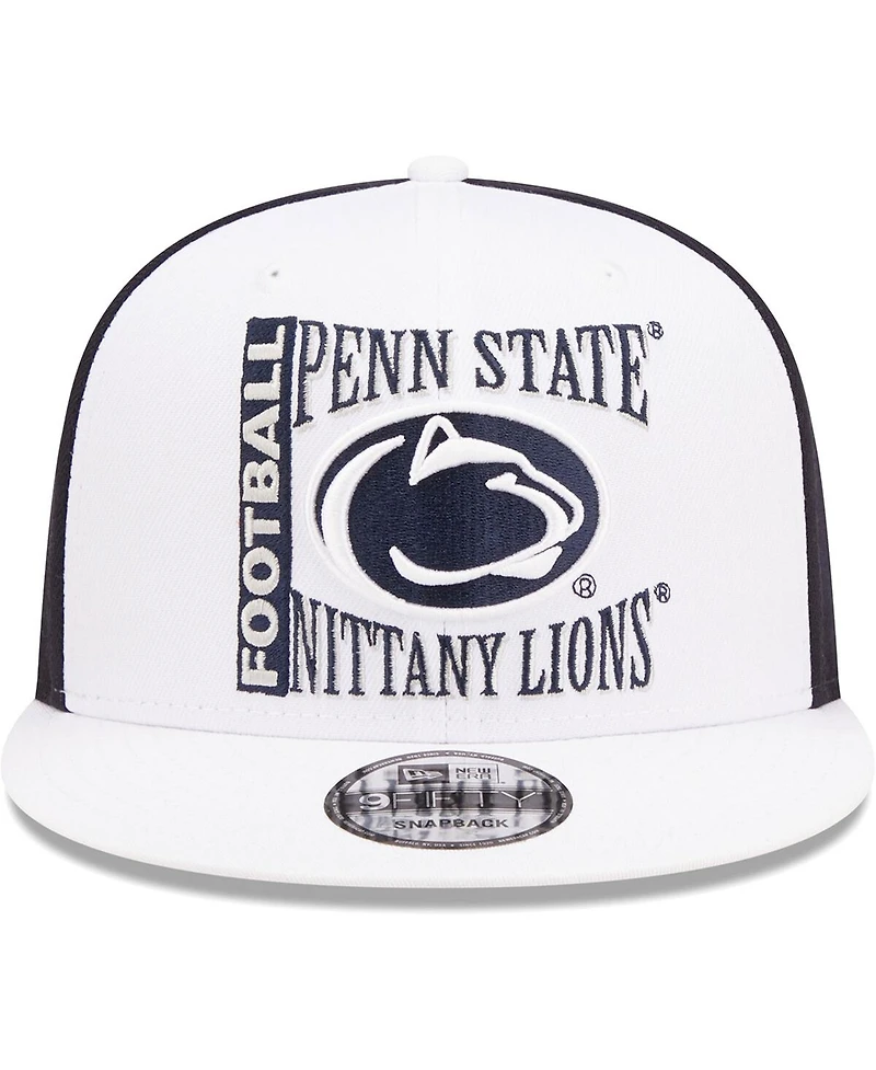 Men's New Era White, Navy Penn State Nittany Lions Retro Sport 9FIFTY Snapback Hat