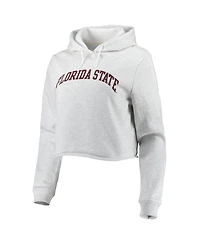 Women's League Collegiate Wear Ash Florida State Seminoles 2-Hit 1636 Cropped Pullover Hoodie