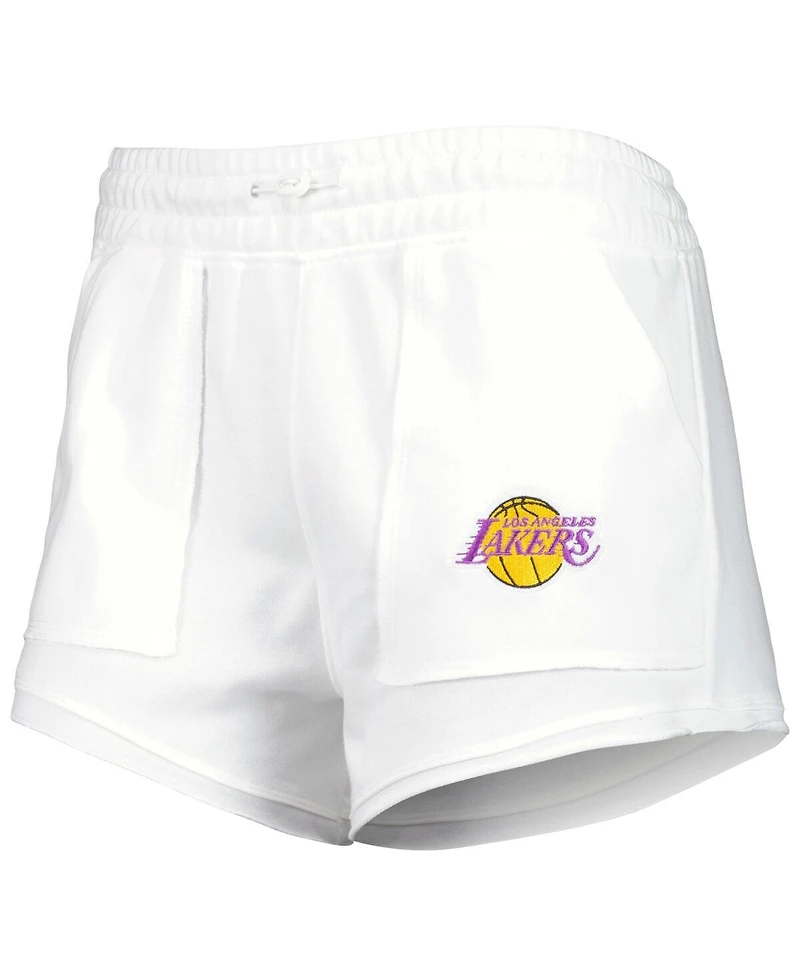 Women's Concepts Sport White Los Angeles Lakers Sunray Shorts