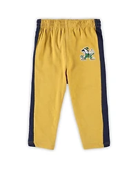 Newborn and Infant Boys Girls Navy, Gold Notre Dame Fighting Irish Little Kicker Long Sleeve Bodysuit Sweatpants Set