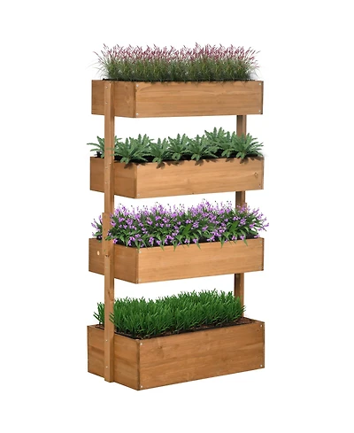 Outsunny 4-Tier Raised Garden Bed with Non-Woven Fabric