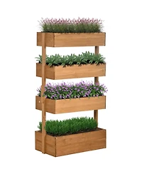 Outsunny 4-Tier Raised Garden Bed with Non-Woven Fabric