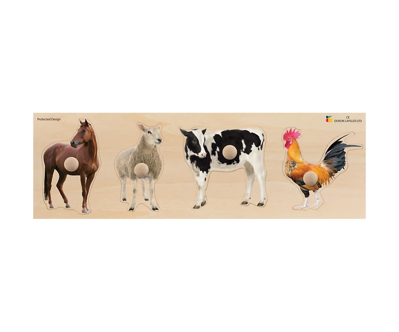 Edushape Kaplan Early Learning Large Knob Animal Puzzle Set - Set of 3