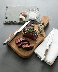 French Home Laguiole Set of 4, Connoisseur Bbq Steak Knives with Deer Horn Handles