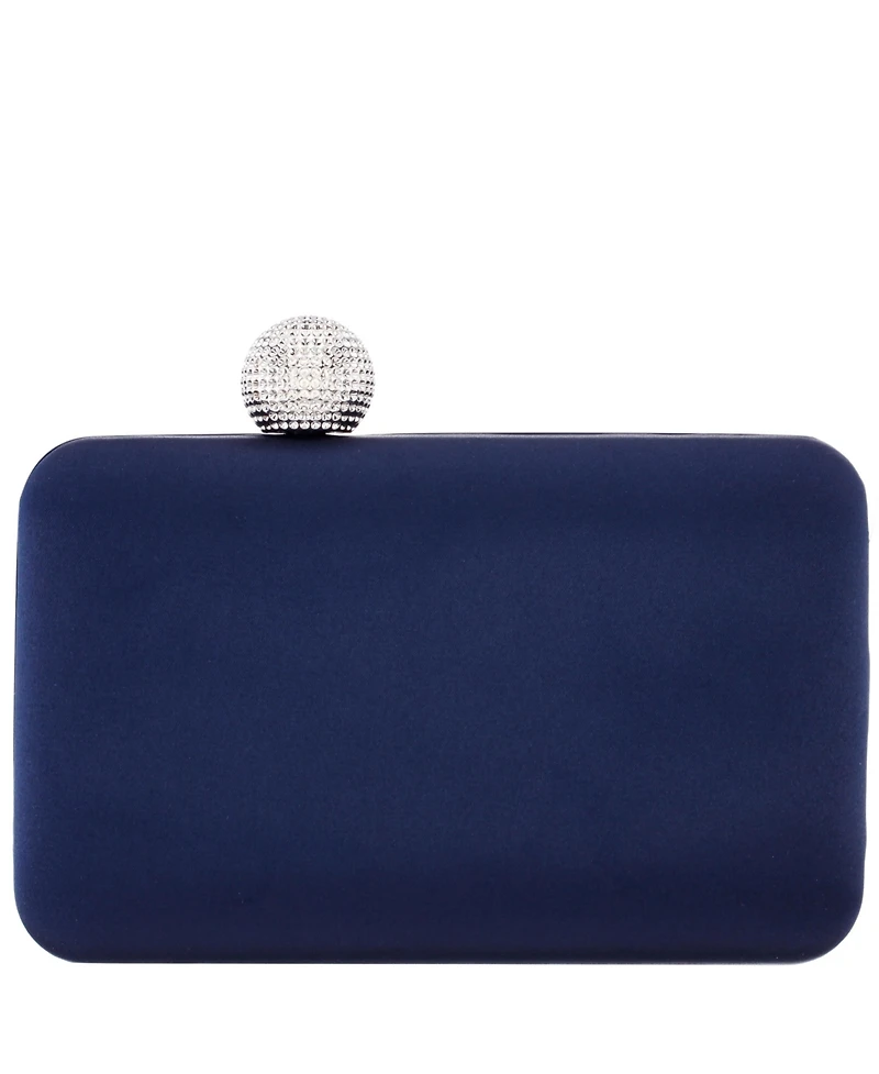Nina Satin Minaudiere Crystal Clasp Clutch