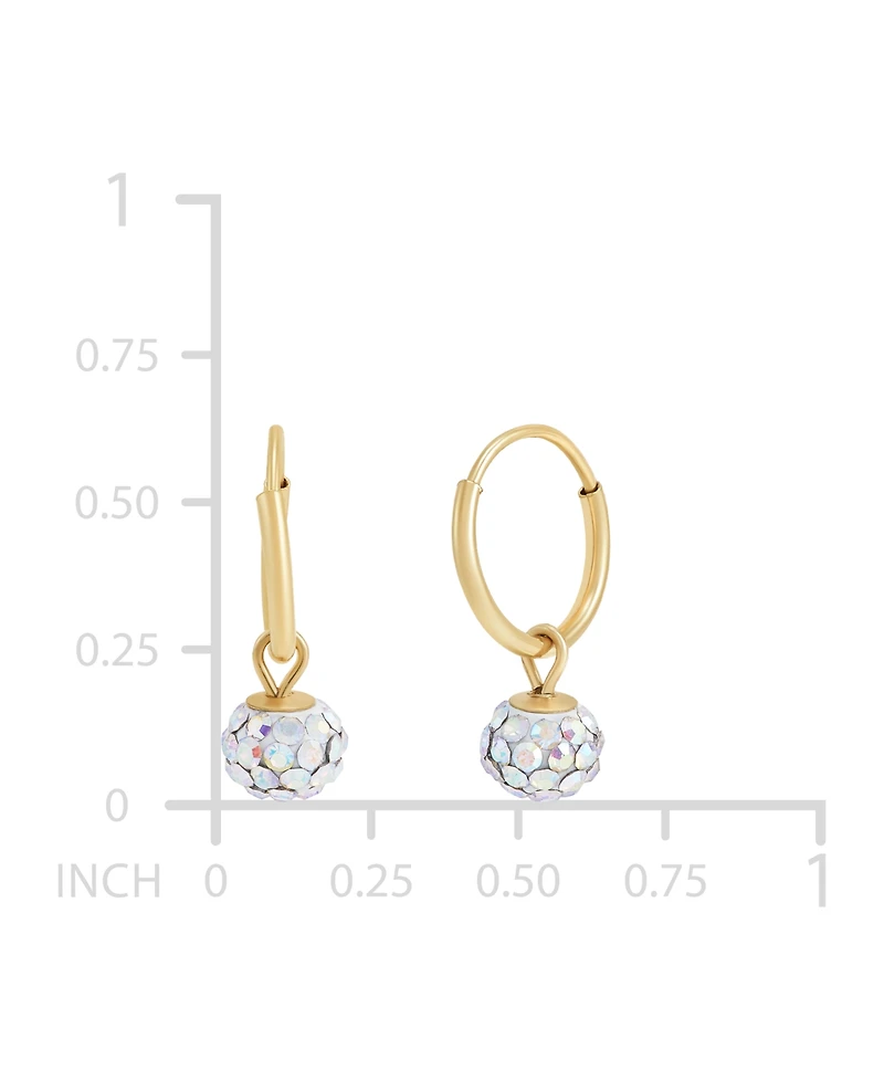 Children's 2-Pc Set Multicolor Crystal Reversible Stud & Dangle Hoop Earrings in 14k Gold