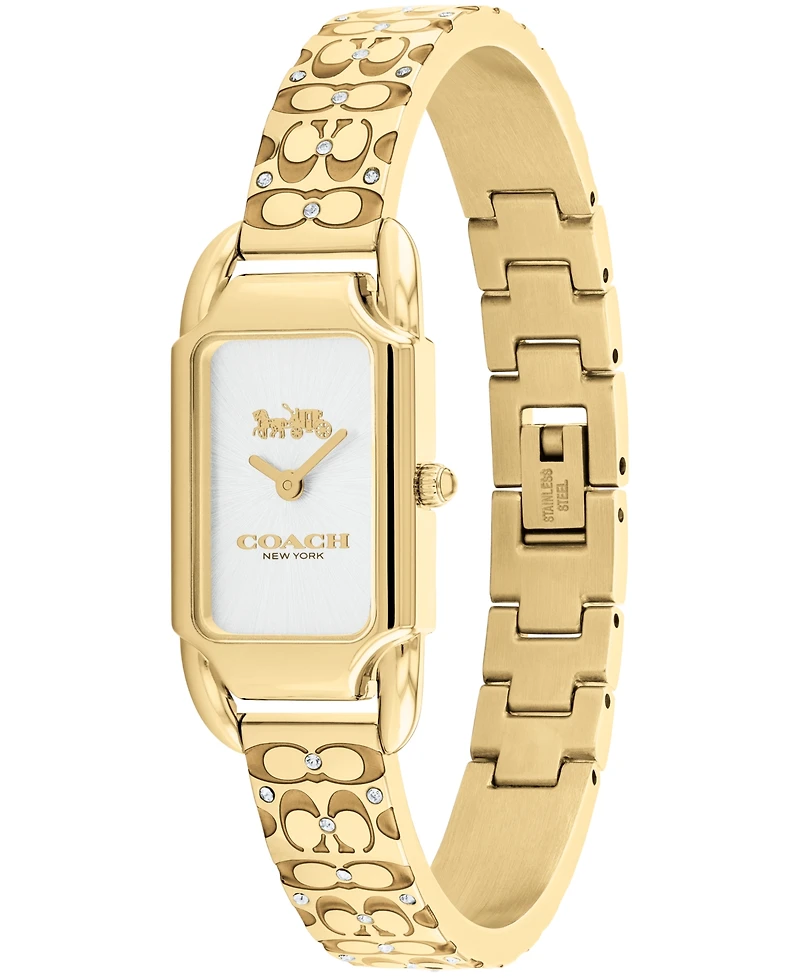 Coach Women's Cadie Signature C Gold-Tone Stainless Steel Bangle Watch, 28.5 x 17.5mm