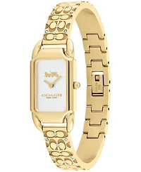 Coach Women's Cadie Signature C Gold-Tone Stainless Steel Bangle Watch, 28.5 x 17.5mm