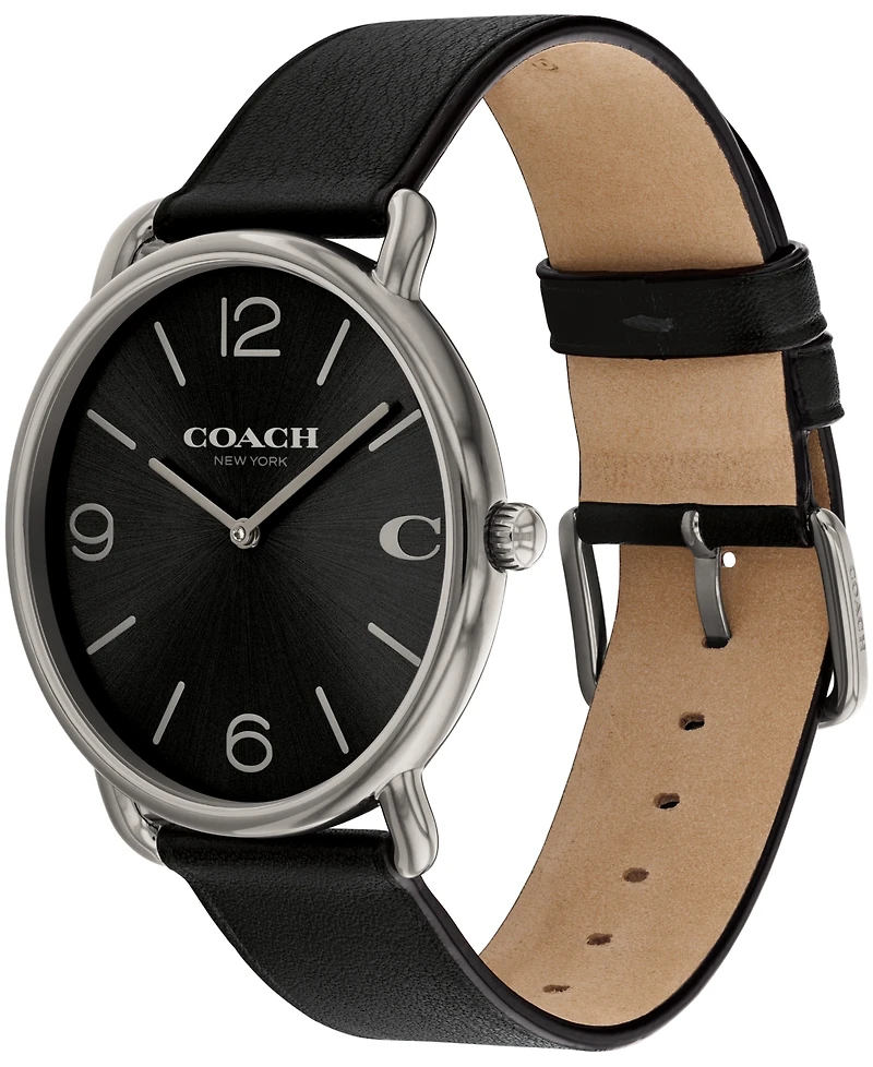 Coach Unisex Elliot Black Leather Strap Watch, 40mm