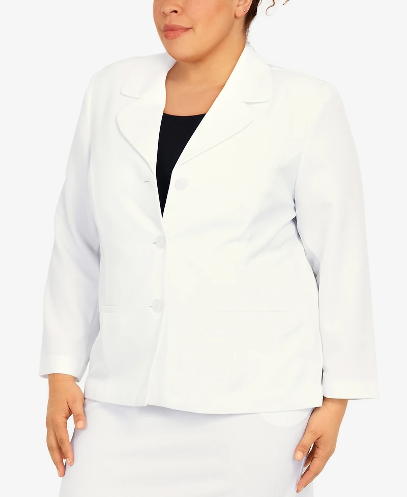 Alfred Dunner Plus Classic Chic Button Front Long Sleeve Jacket