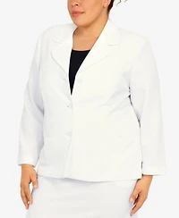 Alfred Dunner Plus Classic Chic Button Front Long Sleeve Jacket