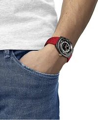 Tissot Men's Swiss Automatic Sideral S Red Perforated Rubber Strap Watch 41mm