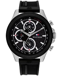 Tommy Hilfiger Men's Multifunction Black Silicone Watch 46mm