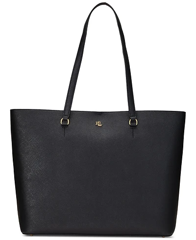 Lauren Ralph Karly Crosshatch Leather Large Tote