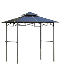 Outsunny 8' x 5' Barbecue Grill Gazebo Tent w/ Side Shelves Pc Roof,
