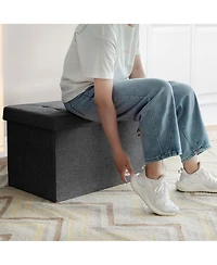 31.5''Fabric Foldable Storage Ottoman Toy Chest W/Removable Bin