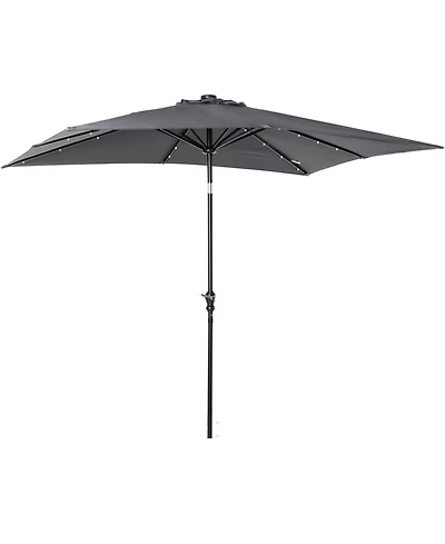 Outsunny 9' x 7' Solar Umbrella, Patio Umbrella with Led Lights
