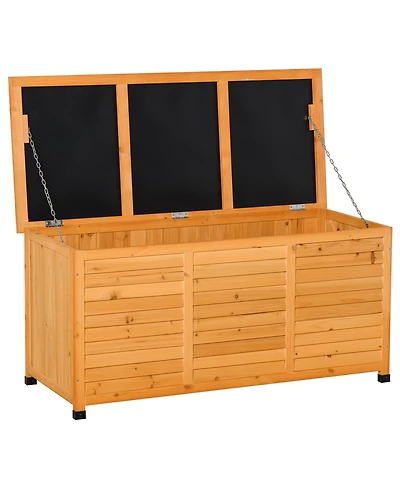 Outsunny 50" x 22" Woden Outdoor Storage Deck Box with Large Open Space,