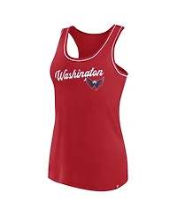 Women's Fanatics Red Washington Capitals Wordmark Logo Racerback Scoop Neck Tank Top